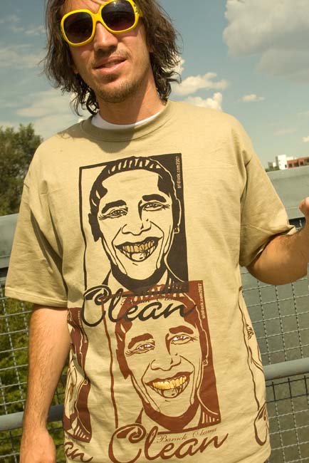 _mg_0086_0519 The new Obama/Biden T-shirt. It just says "CLEAN" -- I wonder if the back of the shirt says "Bright and articulate?"